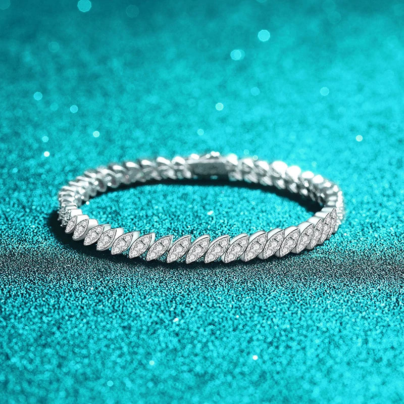 Full Moissanite Tennis Bracelets woman 925 Sterling Silver Marquise Shape Women's Hand Bracelet Chain luxury Jewelry