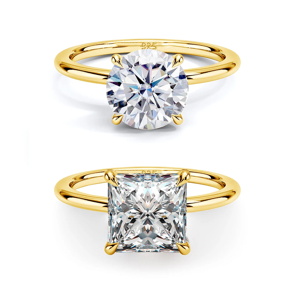 Moissanite D Color Ring For Women 925 Sterling Silver Gold Plated 1ct 2ct 3ct