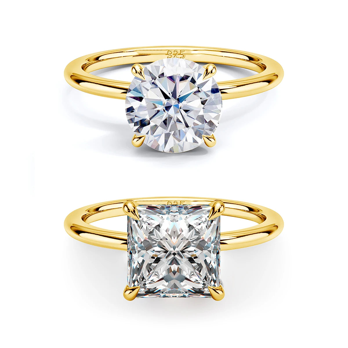 Moissanite D Color Ring For Women 925 Sterling Silver Gold Plated 1ct 2ct 3ct