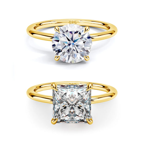 Moissanite D Color Ring For Women 925 Sterling Silver Gold Plated 1ct 2ct 3ct