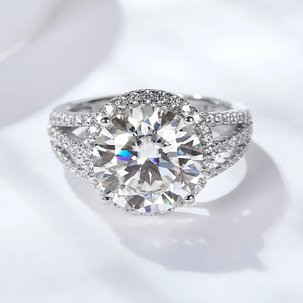5ct D Color Moissanite Rings For Women Men 100% S925 Sterling Silver Plated 18K