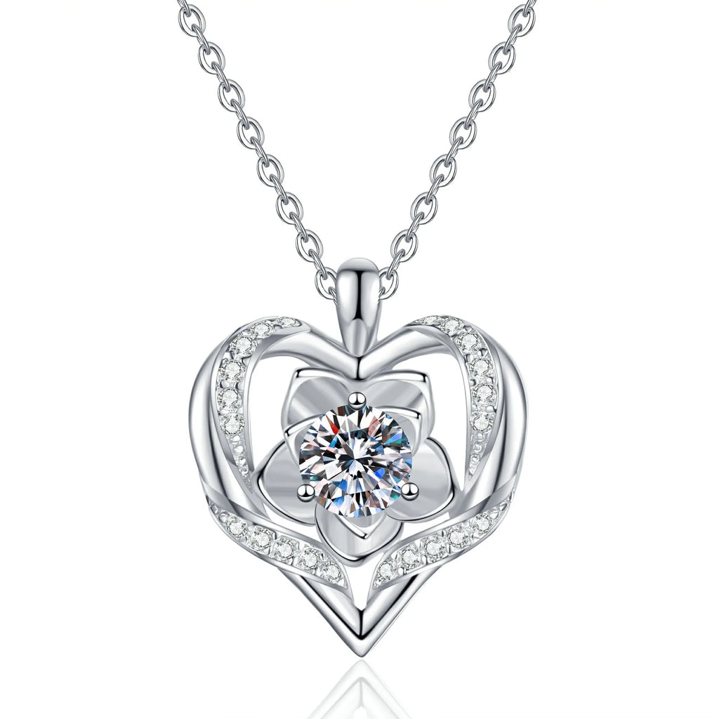 PT950 Rose Heart Moissanite Necklace Valentine's Platinum Collarbone Chain  Trending Light Luxury Gift