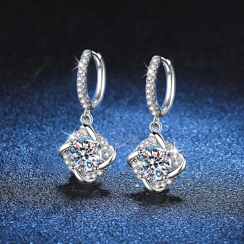 2ct  Moissanite  Huggie Drop Earrings