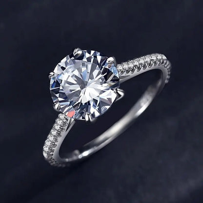 3 Carat Round Moissanite Rings