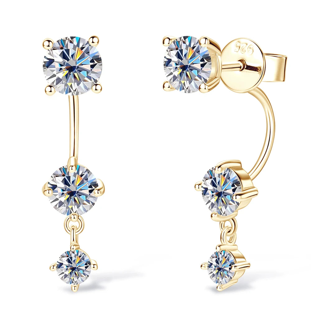 Moissanite Stud Earrings 925 Sterling Silver Lab Diamond 5mm Drop Earrings for Women Wedding Party Jewelry Gift GRA