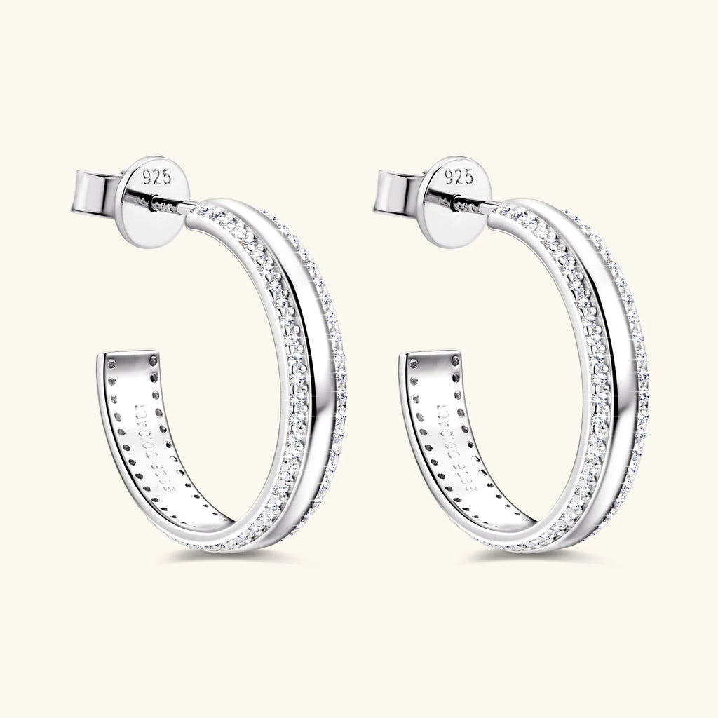 Luxury Moissanite Earrings Open C Shape Diamond Huggie Earrings 18K Gold Plated 925 Sterling Silver Hoop Earring for Women Gifts