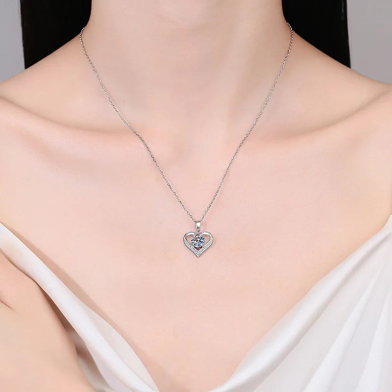 Platinum Pendant Moissanite Wedding Necklace