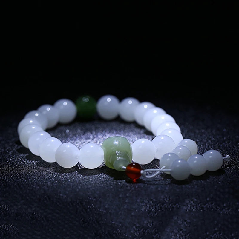 White Jade Single Loop Bracelet Natural Hetian Jade