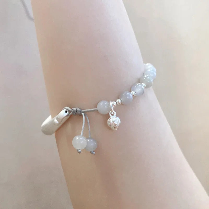 Shiny Crystal Bracelets Lotus Pendant Bangles