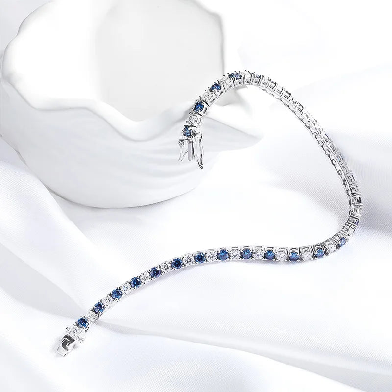 Full Moissanite Diamond 3/4/5/6.5mm Tennis Bracelets for Women Man Colorful Gem Sparkling 925 Sterling Silver Chain GRA