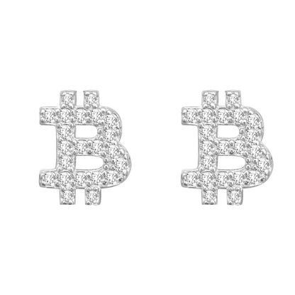 Hiphop Moissanite Bitcoin Stud Earrings