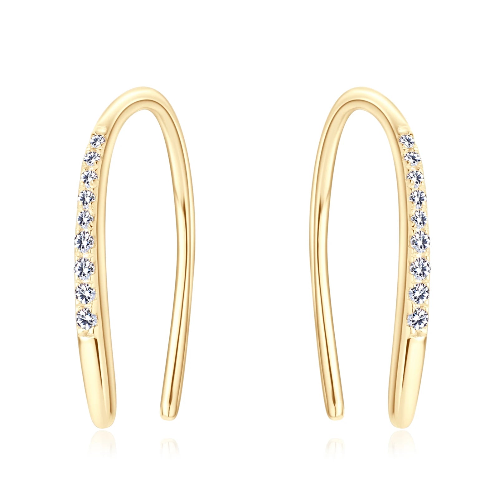 18K Plated Full Moissanite Earrings for Women Original Certified 925 Sterling Silver U-shaped Stud Earring