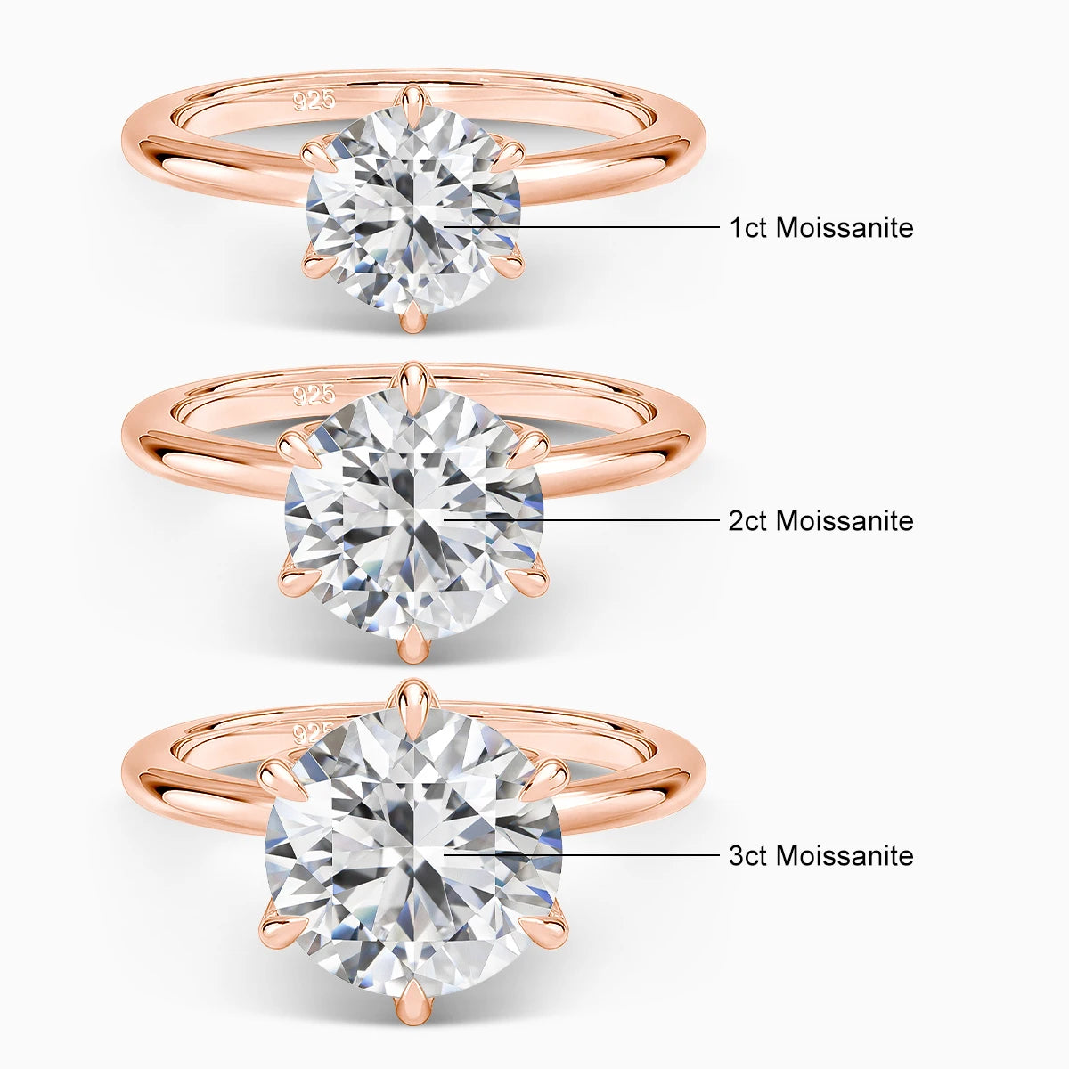 Gold Moissanite Ring Engagement Jewelry Promise Wedding Certified 14k
