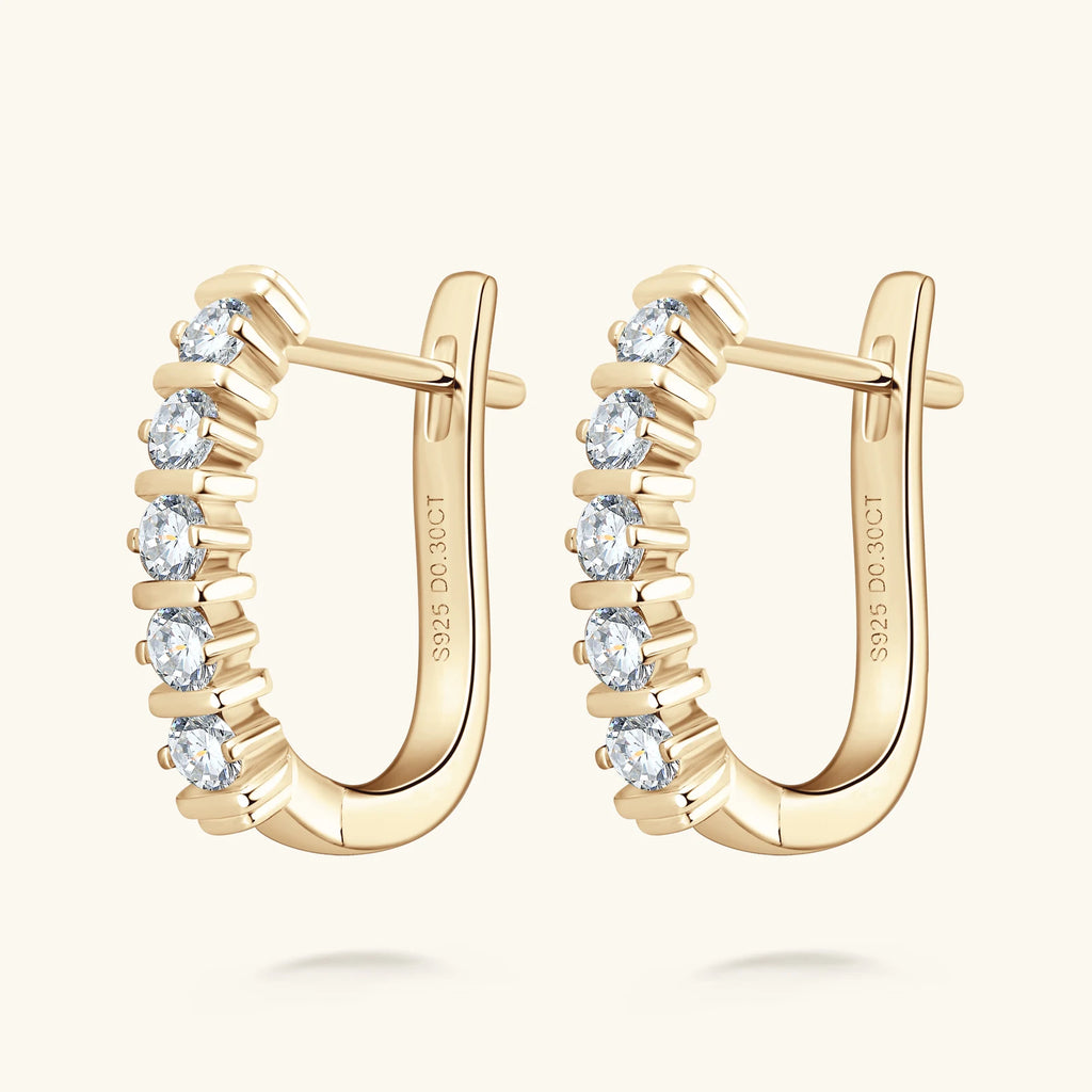 Earrings for Women Double Color 925 Sterling Silver Hoop Earring 2.5mm Moissanite Sparkling Lab Diamond Ear Buckle Fine Jewelry