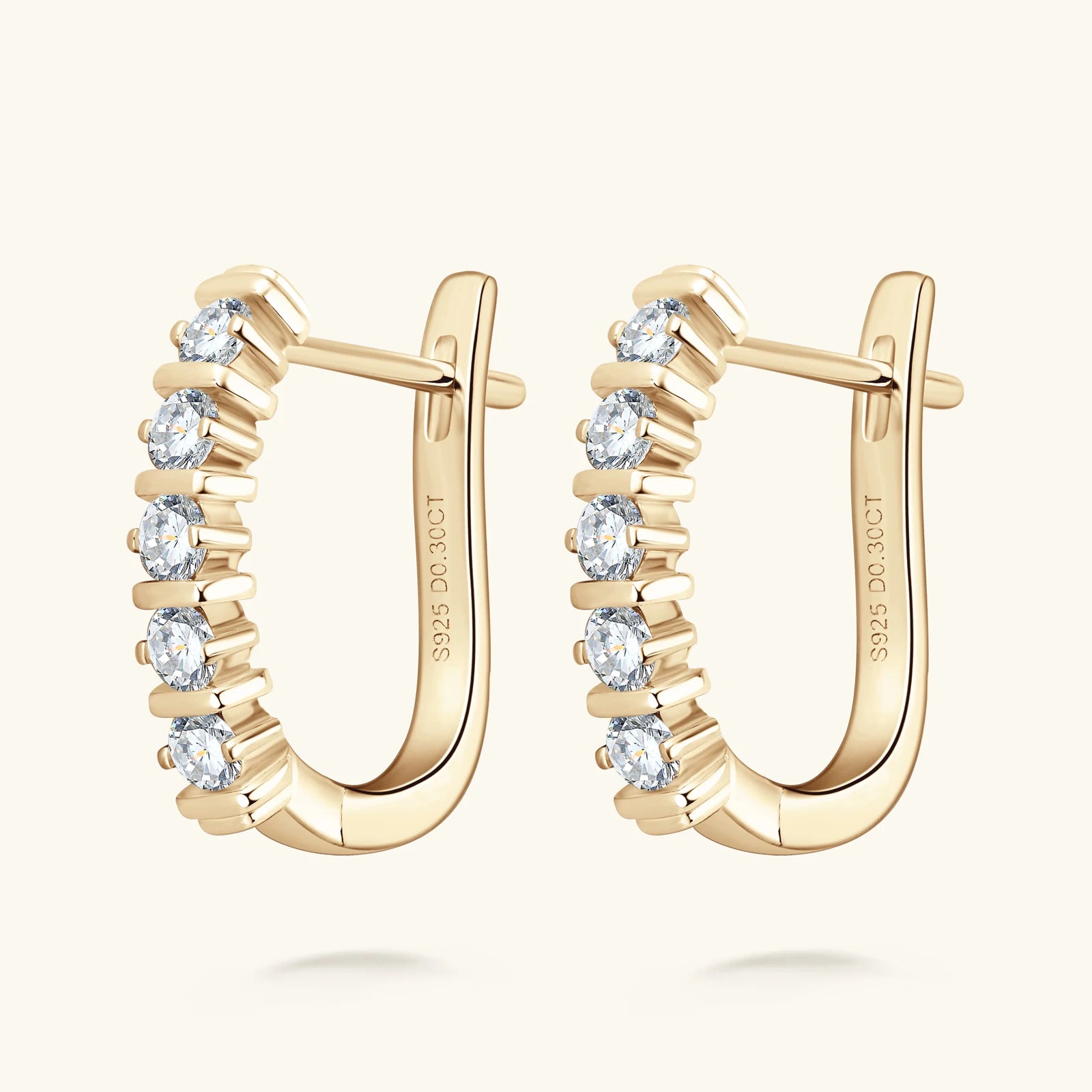 Earrings for Women Double Color 925 Sterling Silver Hoop Earring 2.5mm Moissanite Sparkling Lab Diamond Ear Buckle Fine Jewelry