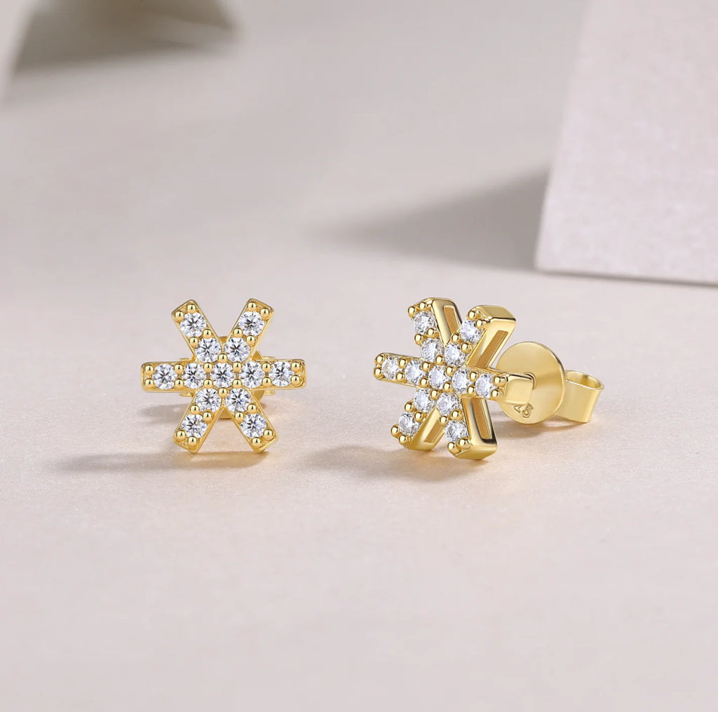 925 Sterling Silver 18K Gold Plated Stud Earrings 1.5mm Sparkling Moissanite Earrings for Women Piercing Jewelry Gift