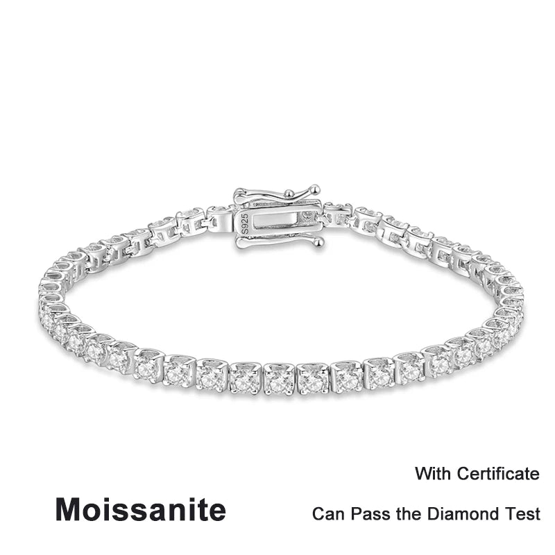Moissanite Tennis Bracelets 2.5mm Woman 925 Sterling Silver Lab Diamond Women's Hand Bracelet Chain Luxury Jewelry
