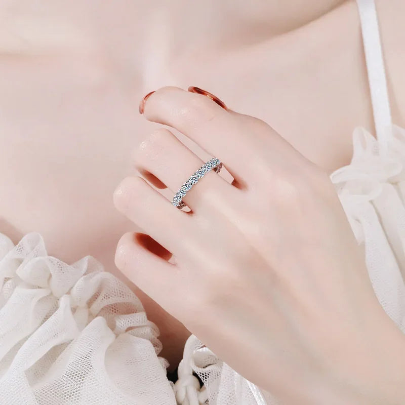 Women Engagement 18K White Gold Wedding Band 2.2CT Moissanite Diamond Girlfriend Birthday Gift PT950 Platinum Rings Fine Jewelry