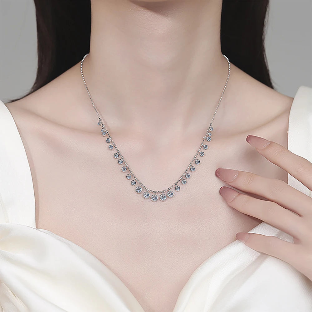 Moissanite Bubble Necklace  4.5ct D for Women Gift Solid s925 Silver Sparkling Lab Diamond Gypsophila Necklace Jewelry