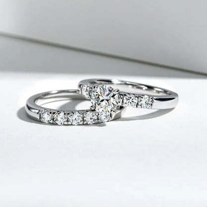 1 Carat D Color All Moissanite Diamond Wedding Rings