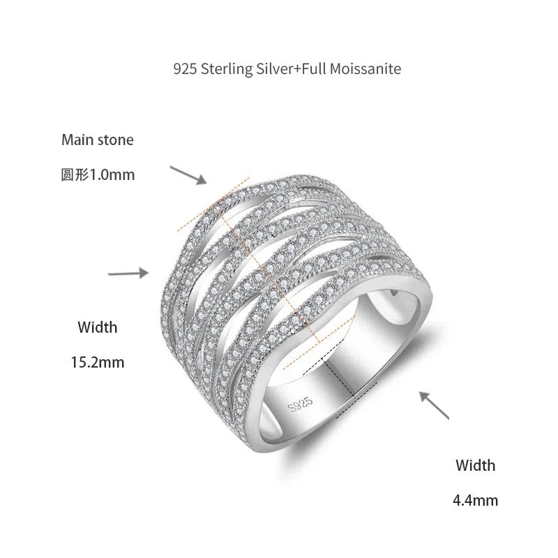 Moissanite Wedding Bands 925 Silver Prong Setting Round Cut D Color Ring Woman Party Gift