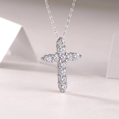 1.1ct Moissanite Cross Pendant Necklace