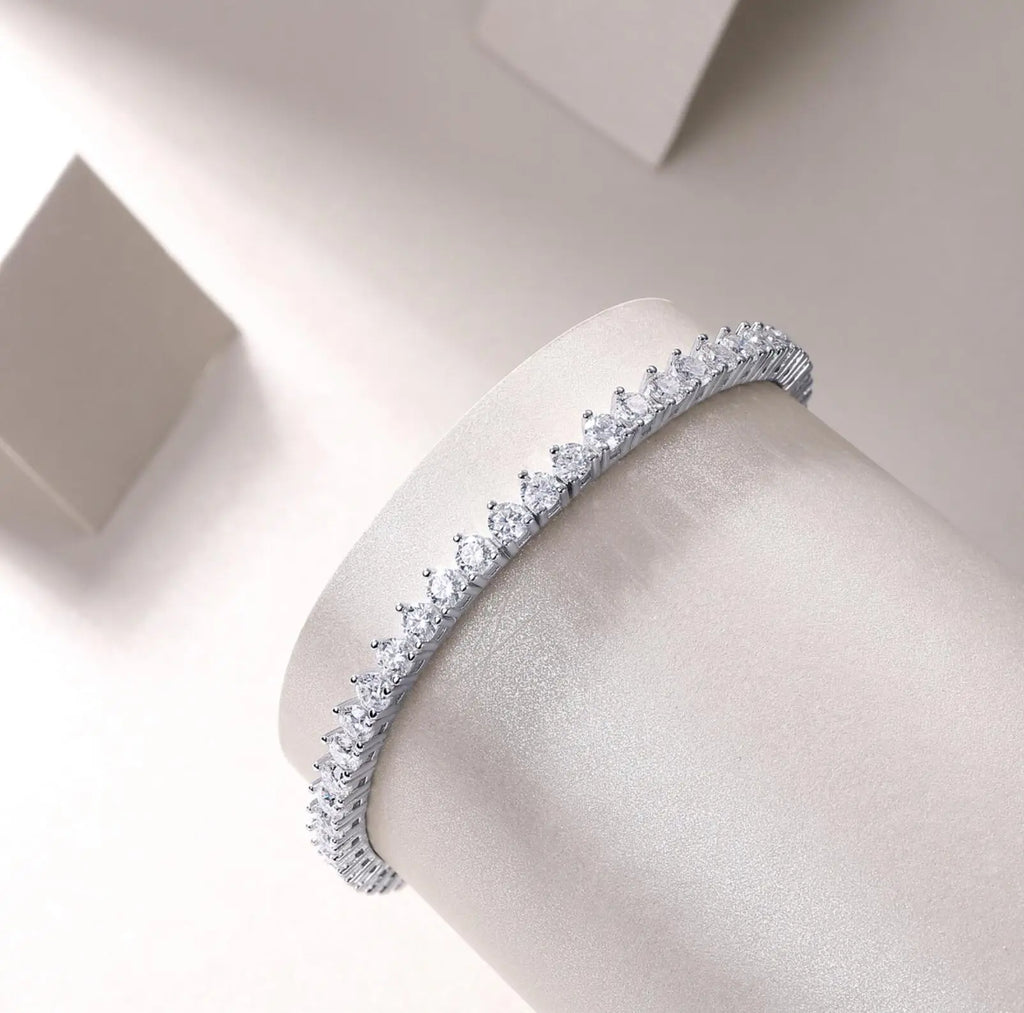 Moissanite Tennis 3mm Bracelet for Women Silver 925 Original Certified Bracelet 18K White Gold Plated Bangle Femme GRA