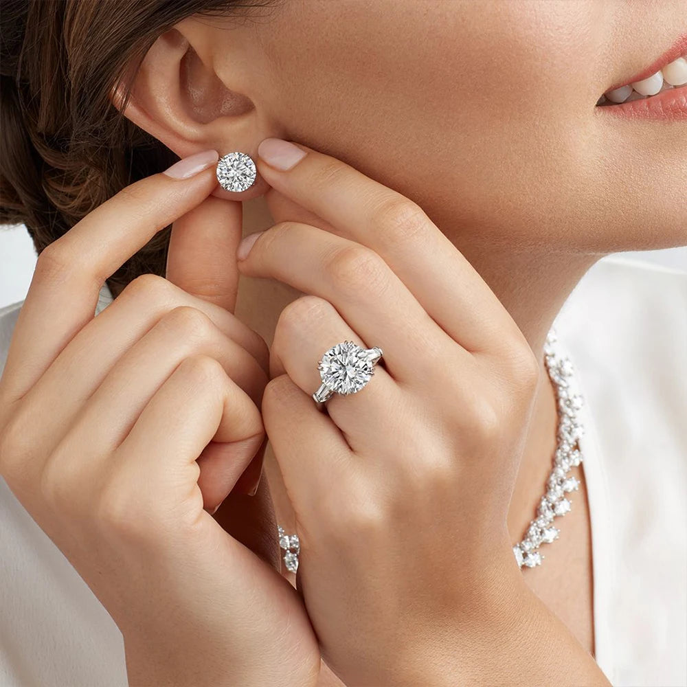 Luxury 3CT Moissanite Stud Earrings for Women Men 18K Yellow Gold Plated Orginal 925 Silver 9mm Diamond Earring Wedding Jewelry