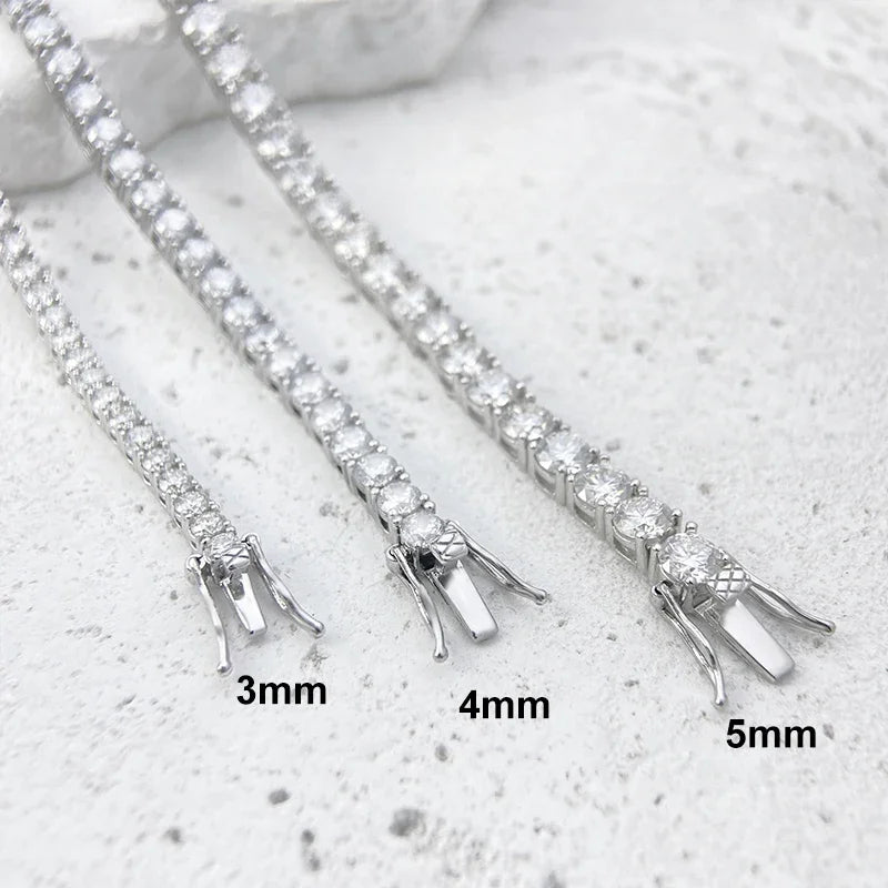 Moissanite Tennis Bracelet 3/4/5mm S925 Sterling Silver with 18k Gold Plated Bracelets for Women Man with Certification