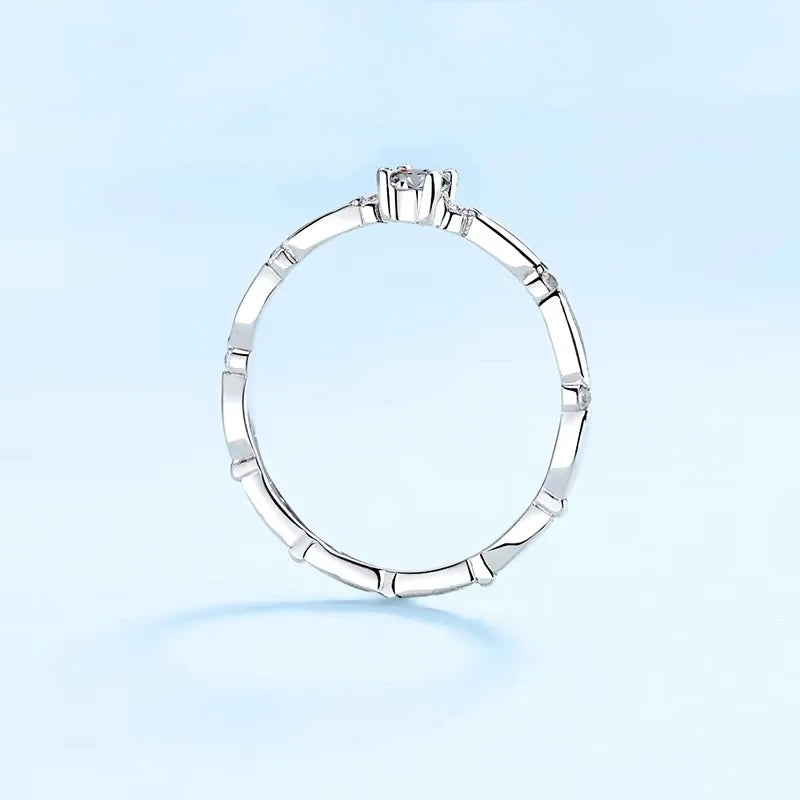 Engagement Platinum PT950 Rings Women Wedding Band 0.1CT Moissanite Diamond Girl Valentine's Day Daughter Birthday Gift Jewelry