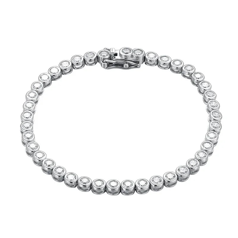 Full 3mm Round Moissanite Tennis Bracelet Diamond 925 Sterling Silver with Gold Plated Bracelets For Women