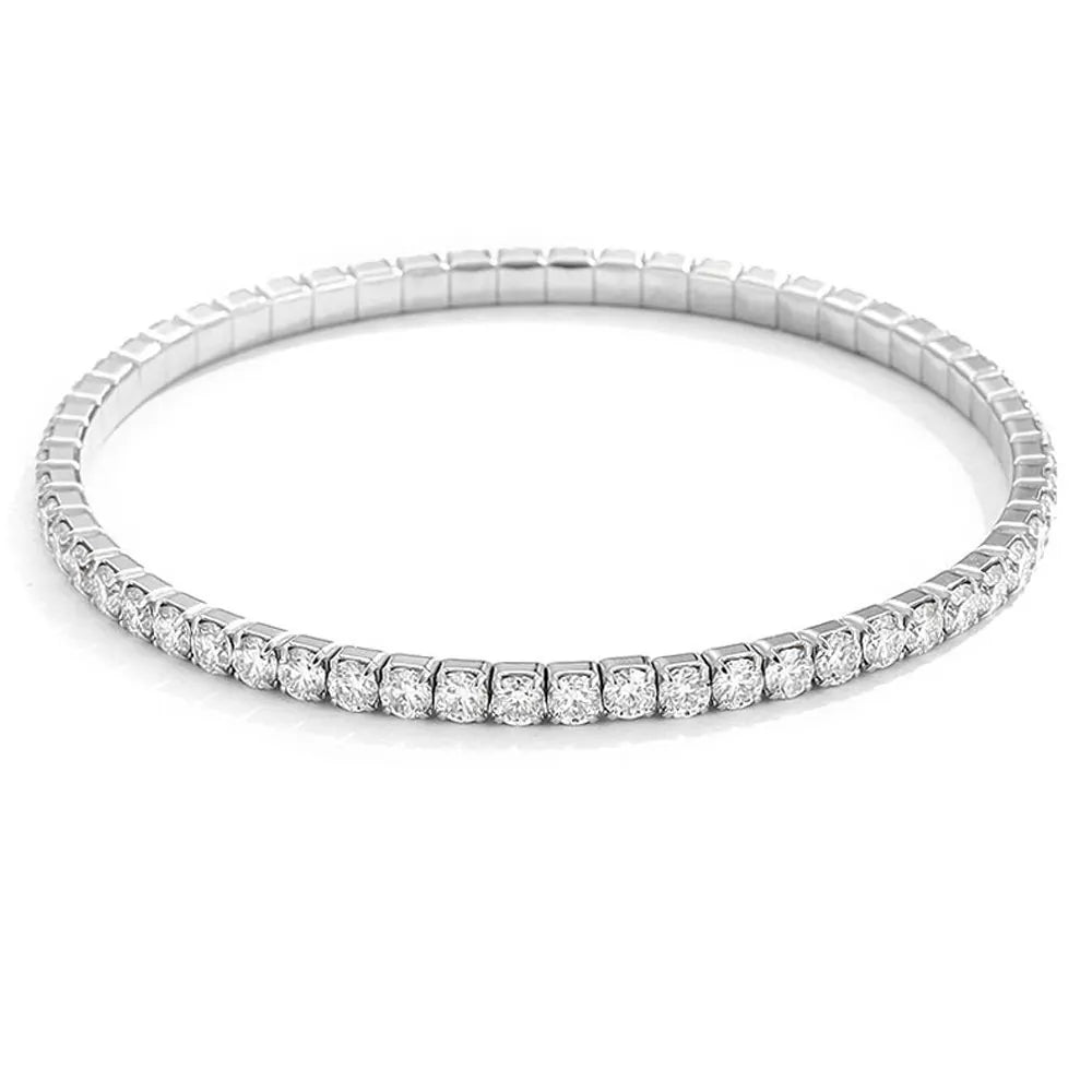 Moissanite Tennis Bracelet 2.5mm/3mm s925 Sterling Silver Elastic Tennis Bracelets for Women Men  3.84-6.4ct D VVS1