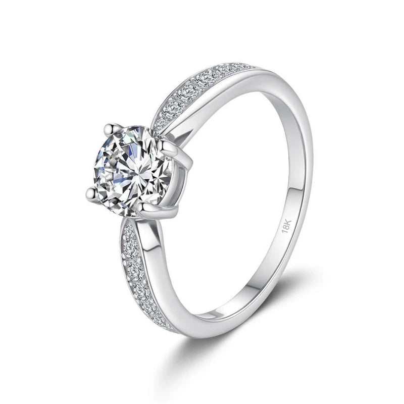 Engagement 18K White Gold Women Wedding Band 1CT Moissanite Diamond Daughter Birthday Gift PT950 Platinum Girl Valentine's Day