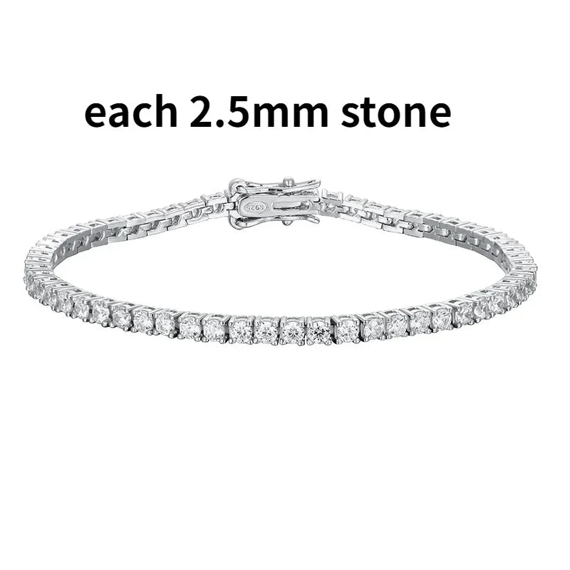 Real Moissanite Tennis Bracelet 2-6.5mm for Women Christmas Gift Platinum Plated 100% 925 Sterling Silver Wedding Jewelry