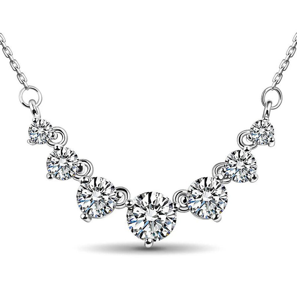 Moissanite Necklace For Women Solid 925 Sterling Silver 2.8ct 7 Stone