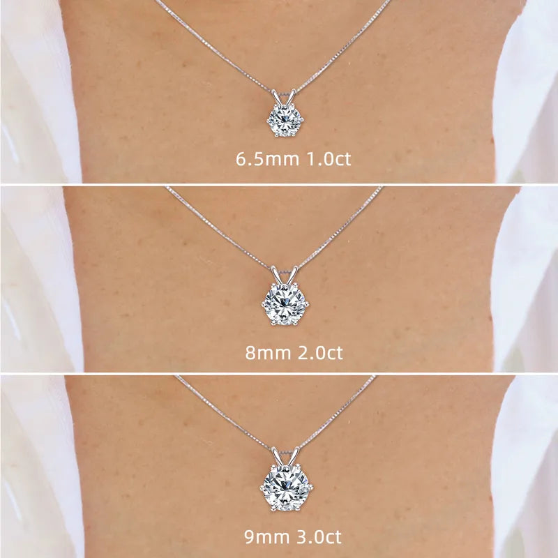 3.0 Carat Moissanite Pendant Necklaces