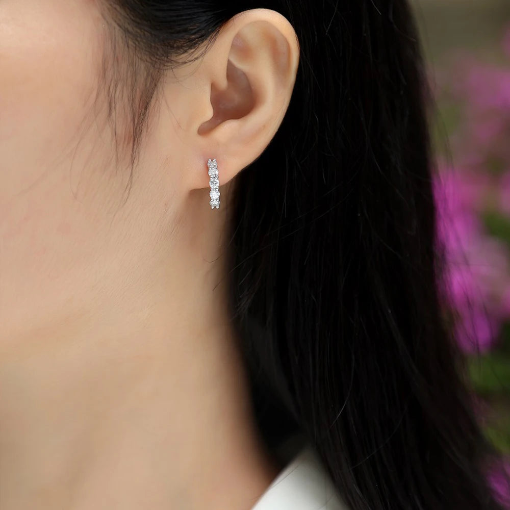 D Color Moissanite Earrings 925 Sterling Sliver Plated White Gold Hoop Earring For Women Classic Wedding Party Jewelry