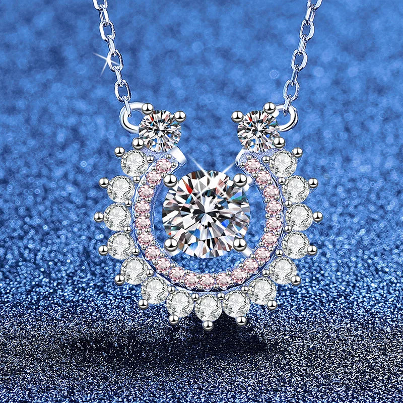 Moissanite Necklace Horseshoe PT950 U-Shape Full Diamond Pendant Radiant Platinum Jewelry Versatile Women's Luxury Gift