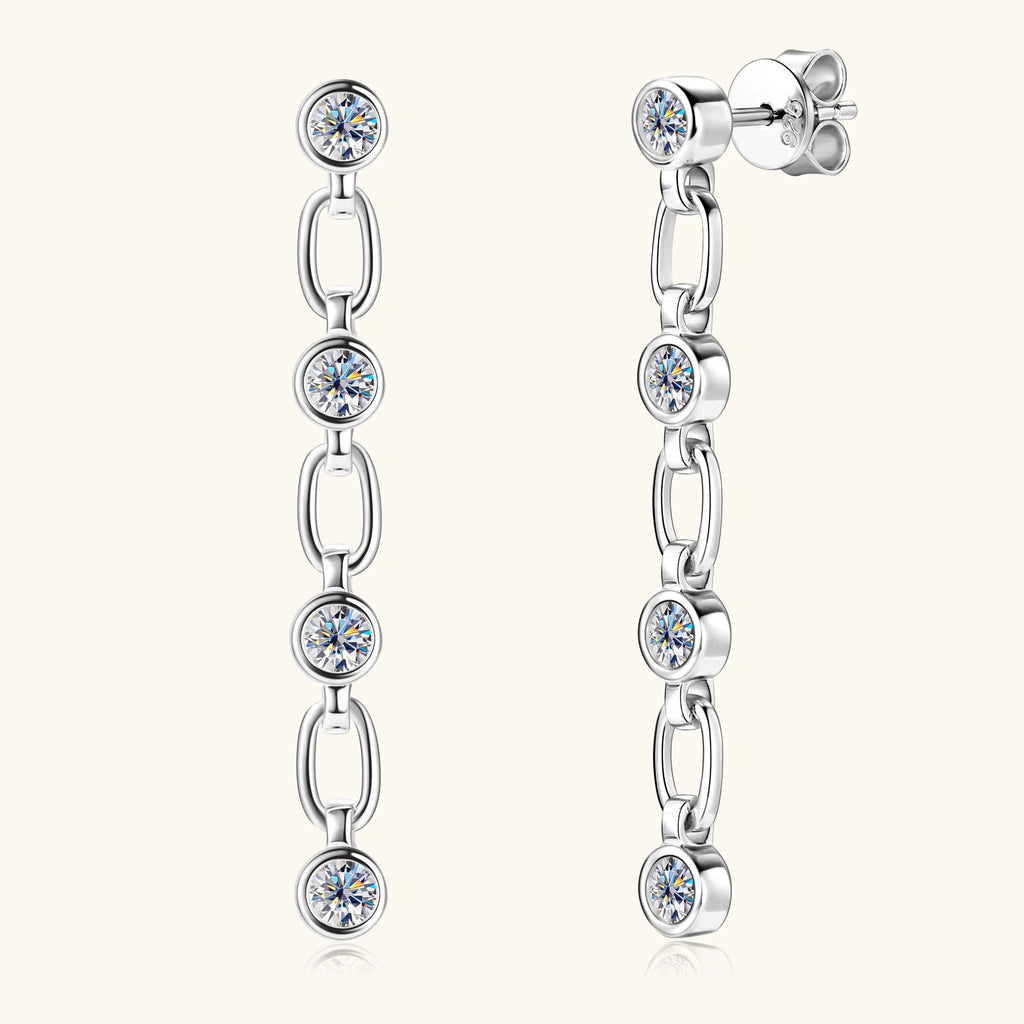 3mm Moissanite Dangle Earring For Women 925 Sterling Silver Long Drop Earrings 14K Gold Plated Hypoallergenic Jewelry