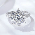 Moissanite Diamond Ring Woman 925 Sterling Silver Sunflower Flower Shape 2 Carats D Color Engagement Wedding Jewelry