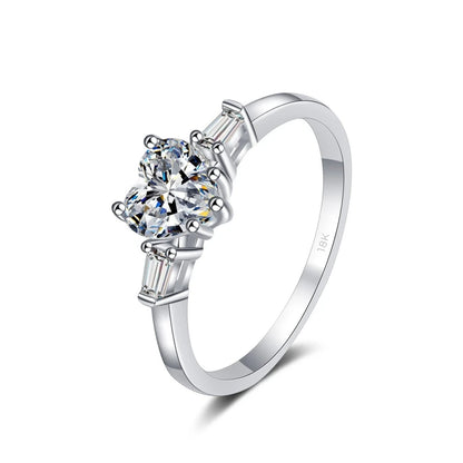 Designer 18K White Gold 1CT Moissanite Diamond Ring