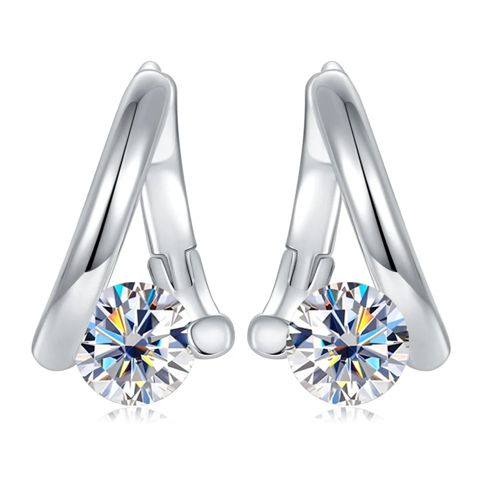 Moissanite Earrings for Women 925 Sterling Sliver Twisted Hoop Earring 1.0ct D Color Wedding Party Fine Jewelry GRA