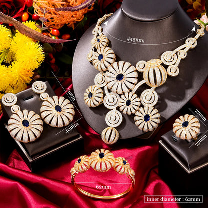 New Luxury Big Charm Flowers 4PCS  Jewelry Set