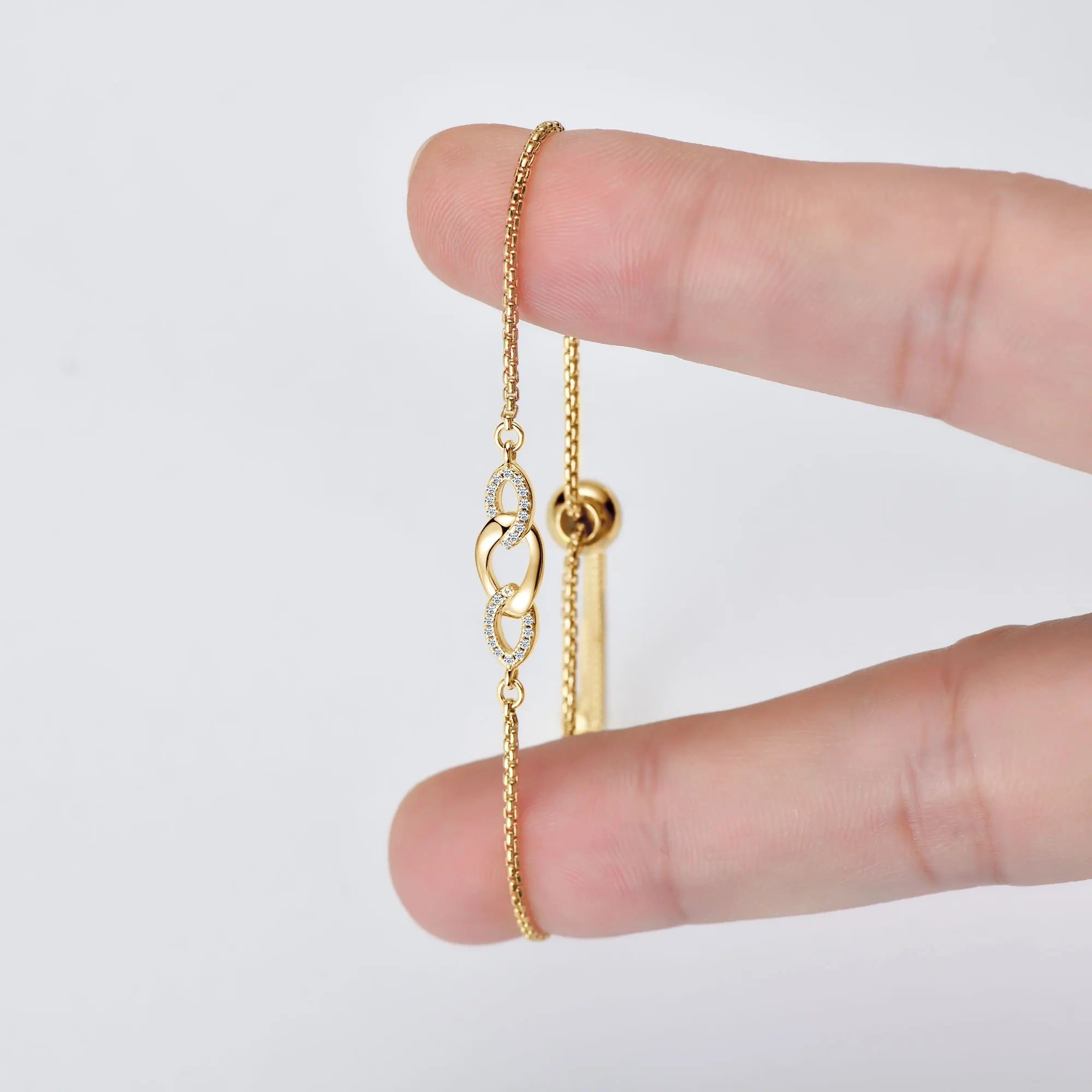 New Moissanite Bracelets for Women 18K Gold Plated 925 Sterling Silver Infinity Adjustable Bracelet Fine Jewelry Gift