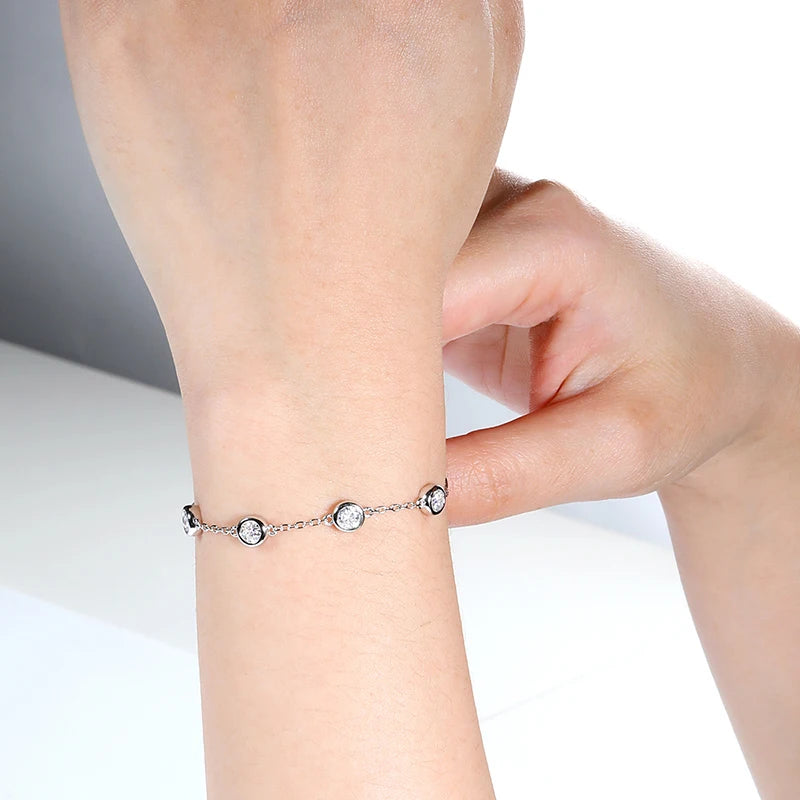 Full Moissanite Tennis Bracelet for Women Man Original Certified S925 Sterling Silver Simulated Diamond Chain 4mm 2.4cttw