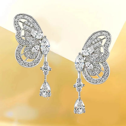 Moissanite Butterfly Drop Earrings