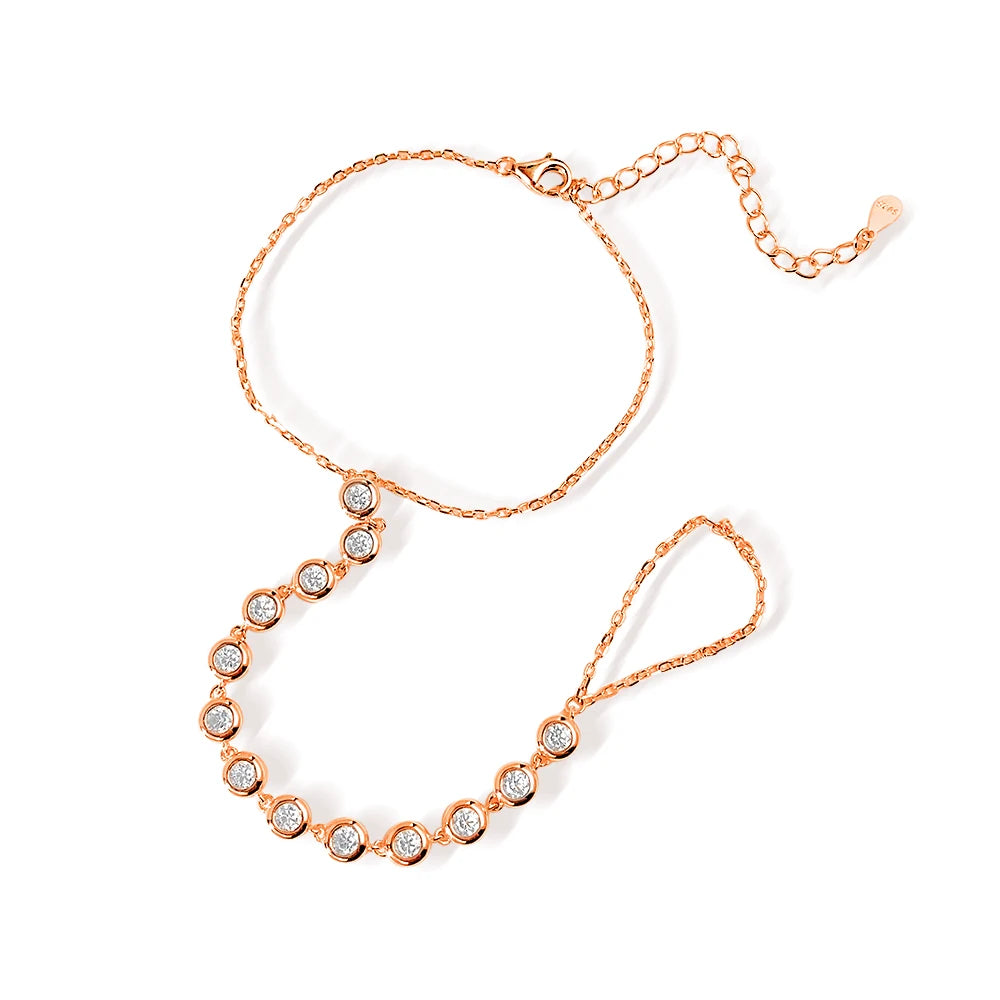 Moissanite Bracelets for Women Girls 15-20cm Adjustable Chain 925 Sterling Silver Plated 18k 3mm