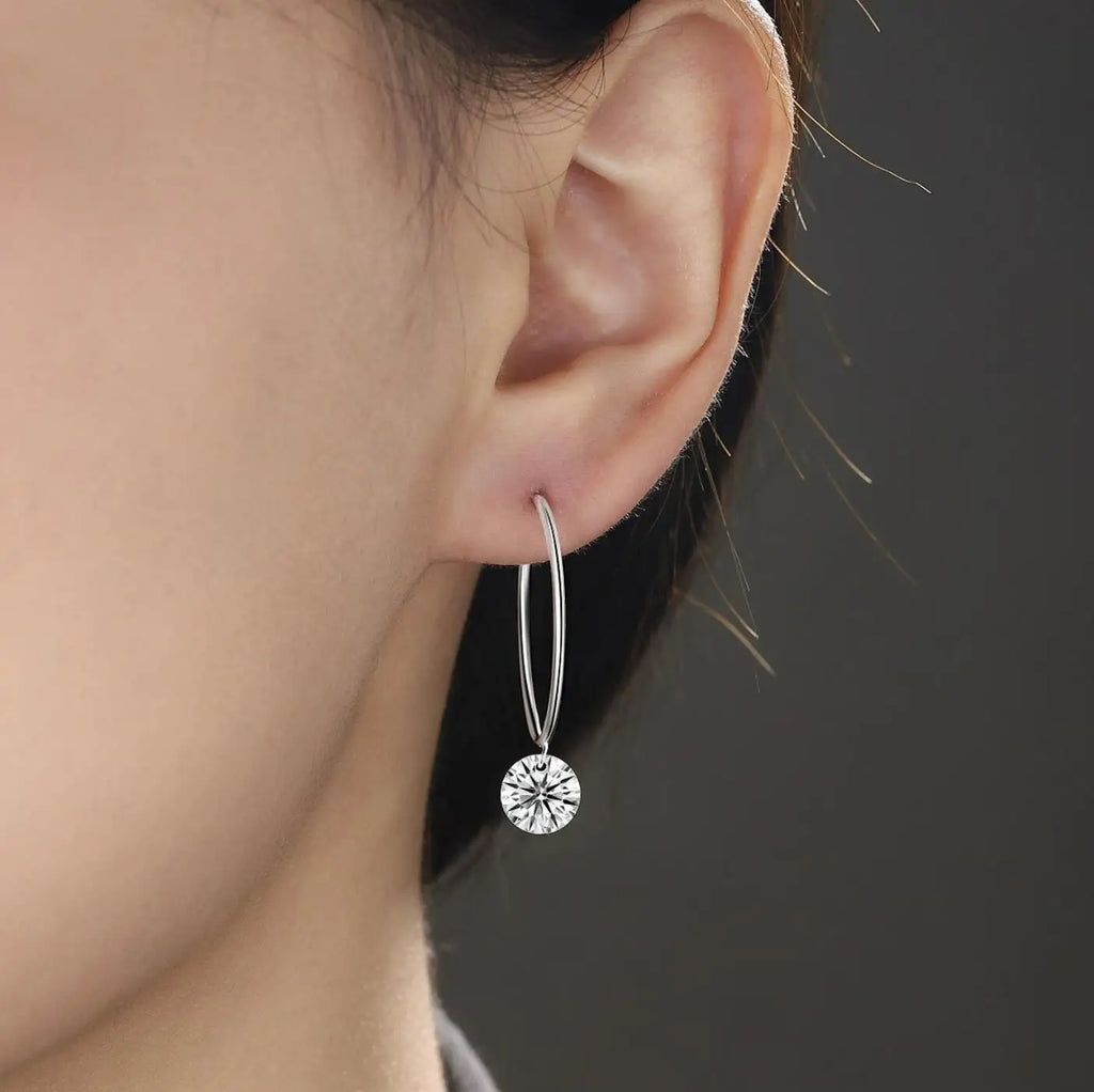 New Certified Moissanite Earrings 2.0ct D Color Lab Created Diamond 925 Sterling Silver Drop Earrings For Women Hoop Ear