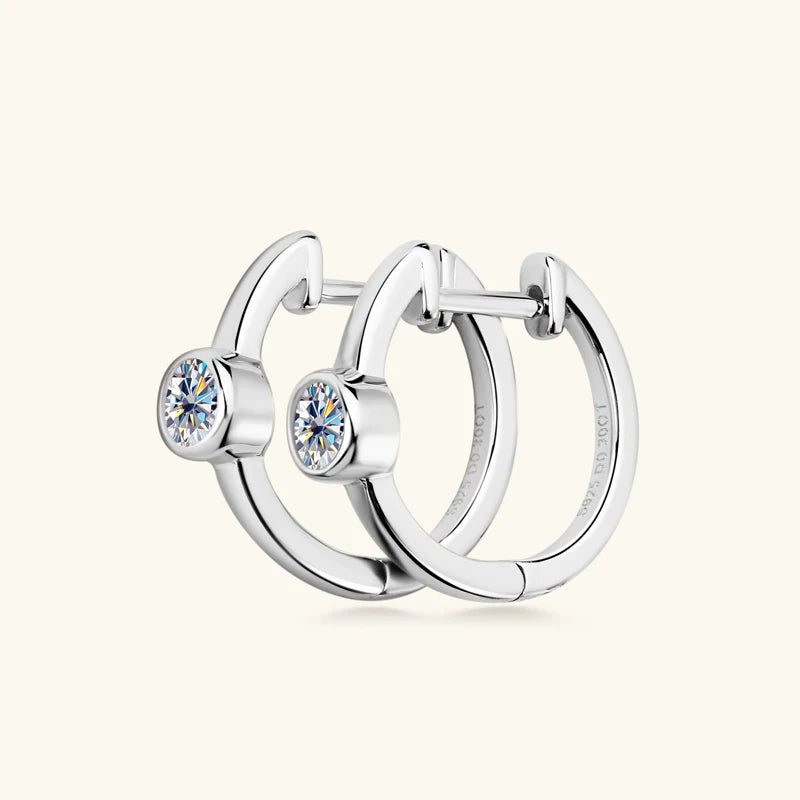 Sterling Silver Earrings 925 0.3CT Moissanite Hoop Earring