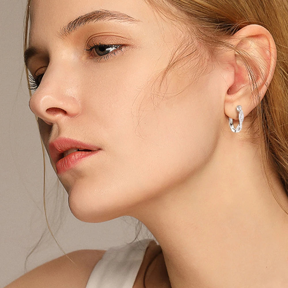 New Twisted Hoop Earrings S925 Sterling Silver Moissanite Diamond Earrings for Women Girls Wedding Birthday Jewelry Gifts